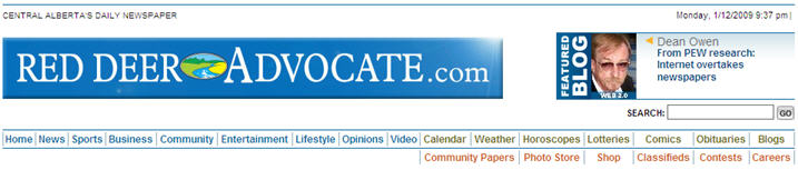 Red Deer Advocate header - Dean's Web 2.0 Blog